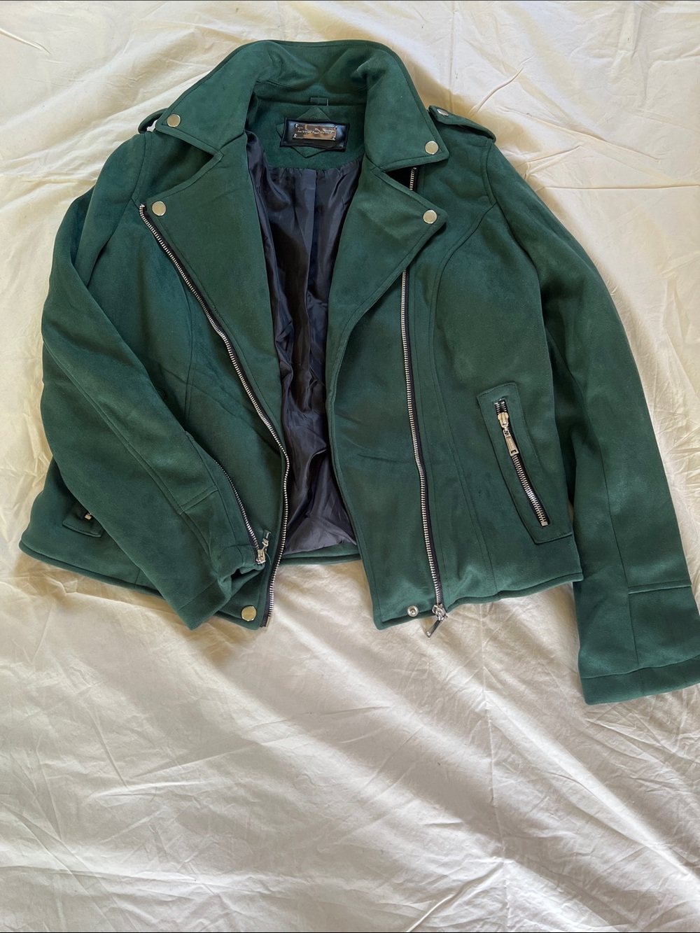 Indigo Saints - Emerald Green Suede Moto Jacket - Size L